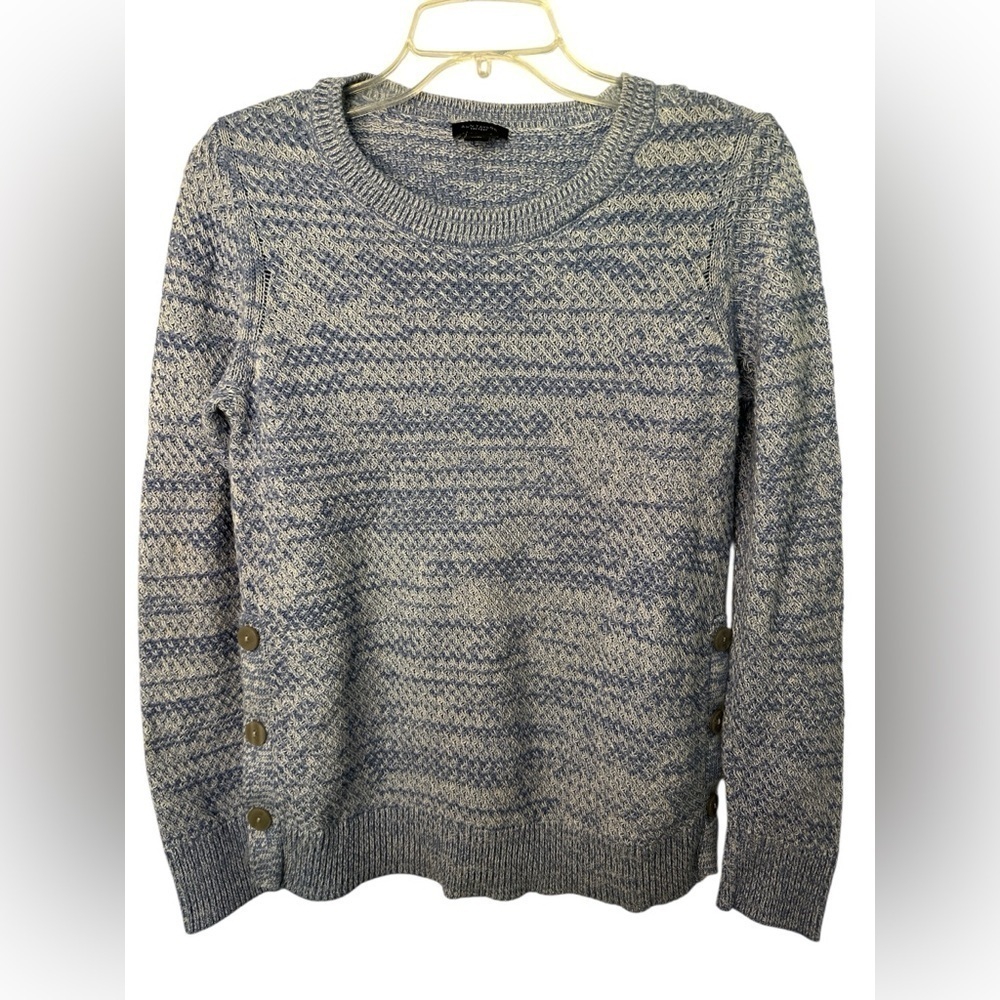 Ann Taylor Factory Blue Marle Sweater with Button Accents Size M